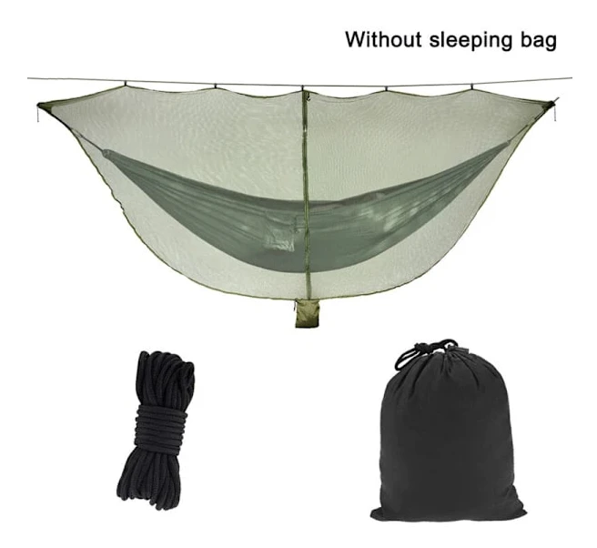 Myggnät för hängmatta med vattenavvisande väska och elastisk snodd, passar alla enkel-/dubbelhängmattor för camping, A