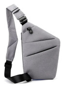 Unisex Sling Bag Stänksäker Nylon Tyg Axelväska Justerbar Rem Liten Bum Left Shoulder Light Grey