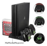 PS4 Ställ Kylfläkt För PS4 Slim/PS4 Pro/Playstation 4, PS4 Pro Ställ Vertikalt Ställ Kylare Med Dubbel Kontrollladdningsstation & 16 Spelförvaring, PS4