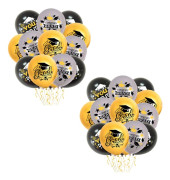 24-pack Examensballonger, Svart Guld & Silver Folie Latex Dekorationsset - Klass 2025 Party Bakgrundsset för Ceremoni, Fotobås