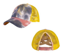Slarvig hög bulle hästsvans justerbar glitter mesh trucker bas G