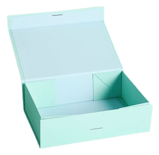 Presentförpackning med lock för presenter 26*19*8cm med band och magnetisk stängning (1-pack) (Robin Blue) Bow Solid