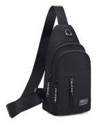 Axelväska, slitstark bröstväska, justerbar bröstväska för vuxna Double Layer Black