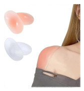 Osynliga Andningsbara Axelband med Halkfria Push-Up-Kuddar - 2 Par Återanvändbara Axel-Förstärkare - Perfekt Skin Tone x Transparent