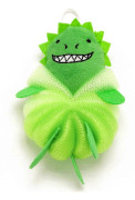 Färgglad Tecknad Design Mesh Puff Dusch Tvätt Svamp Rengörings Mesh för Barn Småbarn Vuxna Green Dinosaur