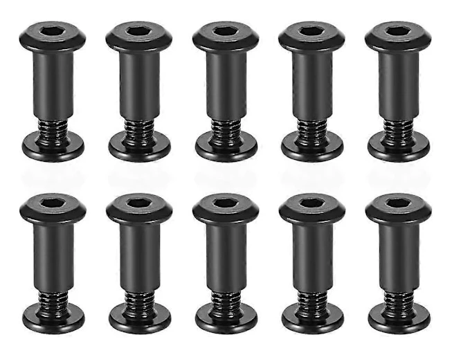 Skruvstolpe Passar för 5/16\"(8mm) Håldiameter, Hane M6x10mm Bältesspänne Bindande Bultar Läderfäste Kolstål (svart) (10 set)
