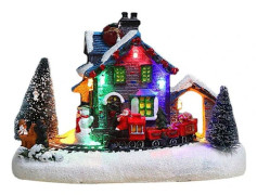 Julbyhus Santa Claus Snögubbe Tåg Snöscen