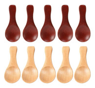 10 Små Träskedar Mini Krydda Socker Krydda Salt Honung Tesked Kaffe Te Sylt Senap Ic Wood Brown