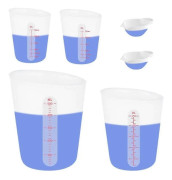6 st Silikonmuggset, 500 ml, 250 ml och 125 ml för Epoxi Silikon Mätmuggar, Non-Stick Blandning