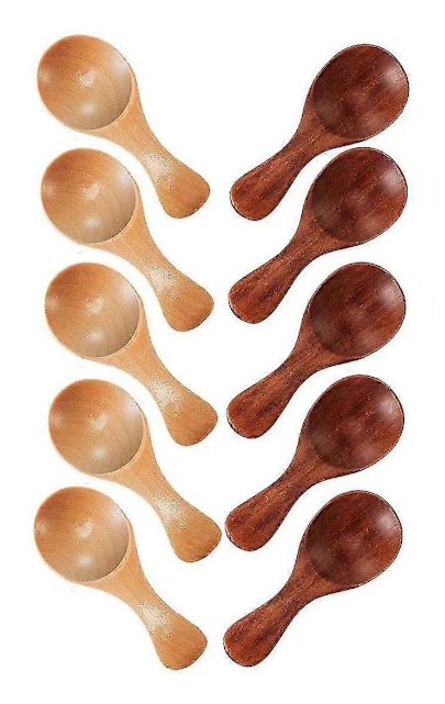 10 Små Träskedar Mini Krydda Socker Krydda Salt Honung Tesked Kaffe Te Sylt Senap Ic