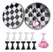 1 set nagelkonstspets hållare övning display stativ, magnetisk fast kristall nagelkonst hållare, schackbräda nagelkonst display verktyg set för nagelkonstsalong