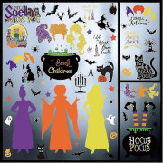 2025 91 st Halloween Fönsterdekorationer Dekaler Färgglada Häxa Fladdermus Spindel Katt Pumpa Halloween Fönsterdekorationer