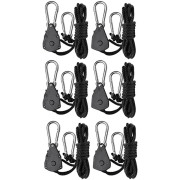 6 st Serie Heavy Duty Justerbar Växtlampa Ratchet Rep Hängare 1/8 Tum, Används för Växande Lampa Trädgårdsskötsel