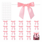 2025 Senaste Modell 50st Twist Tie Rosetter, Rosa Satinband Rosetter, 3,5'' Bröllopsfavorit Bandrosetter, Förknutna Rosa Presentrosetter för Presentinslagning Tr