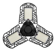 60W LED svart skal garagebelysning, E26/E27 deformerbar taklampa med 3 justerbara paneler, för garageverkstad lager källare korridor St