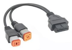 OBD2-kabel för 4-stifts + 6-stifts 2-i-1 motorcykel OBD-skanneradapter, motorcykeldiagnostiskt verktyg 16-stifts T (FMY)