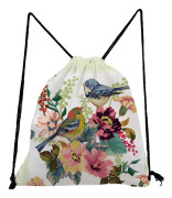 Ryggsäck med blomm- och fågelmönster, sval- och påfågeltryck, dragskoväska, hopfällbar, miljövänlig, återanvändbar förvaringsväska för kvinnor utomhus~10992