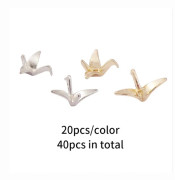 40 st Papperskranform Legering Spacer Beads 3D Origami Crane