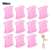 100 st Plasttrådskort Spolar Trådlindningsbrädor med 1 st strängrullare för stygnbroderi Pink