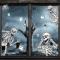 Ghyt Halloween Fönsterdekaler Läskiga Halloween Väggdekorationer Dödskalle Skelett Spöken Fladdermöss Spindeldekorationer För Fönster Glas Halloween Spökhus