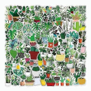 100 st Gröna Växt Stickers, Grönskande Blad Vinyl Dekal, Vattentätt Estetiskt Sticker Pack, Krukväxt Blomsterdekaler Stickers för Laptop Vattenflaska