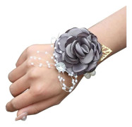 hållbar handledsblomma tillbehör ros handled bröstbukett boutonniere elegant bröllop blomma tillbehör konstgjord blomma bröstbukett grå korsett