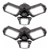LED-garagelampor - 6000 lumen 6500K dagsljus 60W, LED-garagelampor i taket med tre blad, 2-pack [Energiklass A] KLB