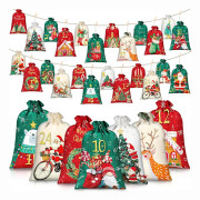Ny Jul Adventskalender Väska Nedräkning Linne Presentpåse Barn Godis Hängande Väska Juldekoration Väska 1