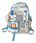Söt Kawaii-ryggsäck för skolan Kawaii-ryggsäck med Kawaii-tillbehör Ryggsäck Söt estetisk ryggsäck Japansk skolväska (blå)
