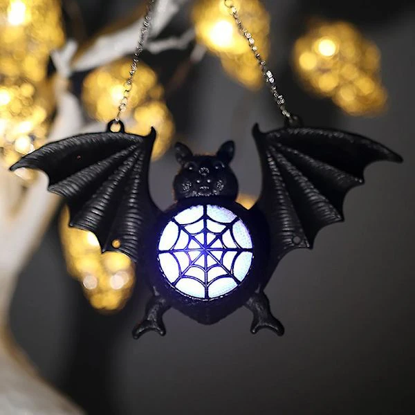 Halloween Fladdermus Hängande Lampa Harts Plast Fladdermuslykta Hänge Utomhus Inomhus Hor[YJD] Black 1pc