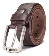 HERR Läderbälte, 100 % Full Grain Läder med Repskyddad Spänne, Perfekt för Jeans, Casual, Cowboy & Arbetskläder