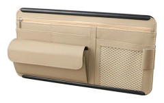 Solskyddsorganisatör för bil Interiörtillbehör DVD Förvaringshållare med dragkedja Multi-Pocket Mesh Beige