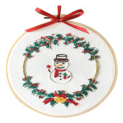 Broderikit Julgransdekoration Snöflinga Krans Komplett Broderi Startkit för Nybörjare Vuxna Barn DIY Handgjorda Enkla Mönster