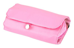 Portabel Vikbar Sminkborstväska, Kosmetikorganisatör för Resor med Rullande Design för Enkel Förvaring, Kompakt & Lättviktig, Rosa Pink