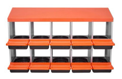 Hönsrede, 10 fack, 132x52,5x79 cm, Orange, Metall