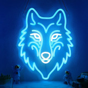 Wolf Neon Skylt, Dimbar LED Varg Lampa Djur Väggdekor, Julklapp Födelsedagspresenter för Pojkar Män, Sovrum Vardagsrum Mancave Hem