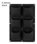 Multi-Pocket Vägghängande Planteringspåse Vertikal Flower Grow Pouch Planter Trädgård Black 6-pocket