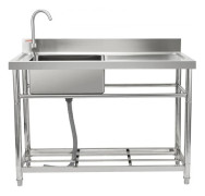 Tvättställ, 1 fack rostfritt stål, 100.1x48.5x95 cm, silver