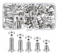80 set Chicago Screws Sortiment Kit 5 storlekar Metall Runt Cross Head Post Chicago Screws Knopp för gör-det-själv-läderdekorationsbindning——VEBTles Sunmostar