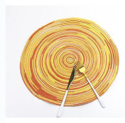 Castor bomullsgarn bordsmatta isolering anti-het Teacamp Pad rund platta 2 st Yellow 38cm
