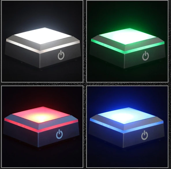 LED-belysning för Crystal 3D Glas Konst Färgglad Fyrkant 20x20cm 6-pack [HK]