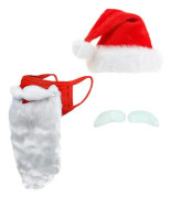 Tomte Skäggskydd Söt Mössa Hatt Ögonbryn Kit För Vuxen Julhelg Tomte Rolig Skägg Ansiktsskydd Kostym