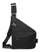 Sling Bag för män Axelryggsäck Crossbody Bag Utility Bag Multipla Fickor Mode Bröstväska Axelväska för Utomhus Kontor (Svart Vänster)
