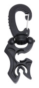 Dubbel BCD Dykslang Hållare Klämma med Snäppkrok Spänne för Snorkling Dykning Black 10x6mm
