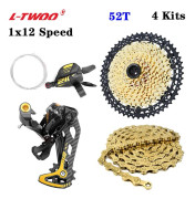 LTWOO AT12 MTB Mountain Bike Groupset 12 Speed ​​Shifter Spak Bakväxel Kassett 11-50/52T Guld KMC-kedja för Shimano Sram 4 Kits 11-52T Gold