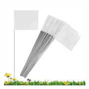 50-pack Markeringsflaggor, Vita Gårdsflaggor 38x10x13 cm, Markeringsflaggor, Gräsmatteflaggor, Bevattningsflaggor