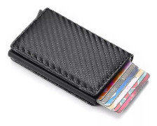 Carbon RFID - NFC Skydd Plånbok Korthållare 6st Kort