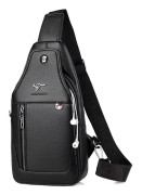 Crossbody-väskor för män Herr Crossbody-väska i PU-läder Axelväska för sport eller fritid Ryggsäck, svart