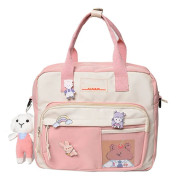 Kawaii-ryggsäck med Kawaii-nål och tillbehör Tjejryggsäck Söt axelväska Laptop skolväska för studenter Ryggsäck