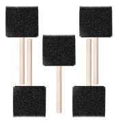 5 stycken svampborstar 7,5 cm skumfärgborstar, trähandtag skumborstar set för målning av lack, bets, DIY-hantverksprojekt, efterbehandling